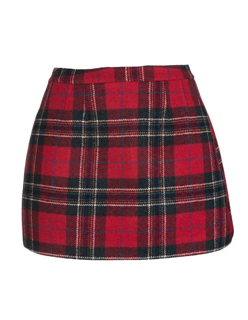 Red Shetland Tartan Mini Skirt