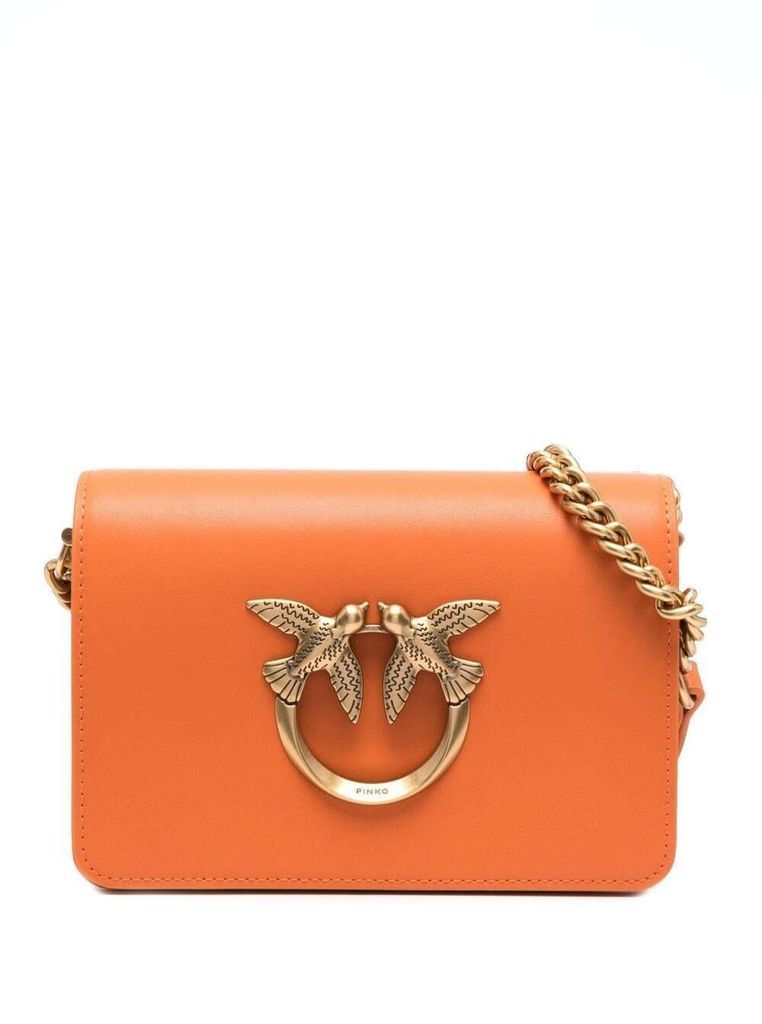 Love Mini Orange Leather Crossbody Bag Pinko Woman