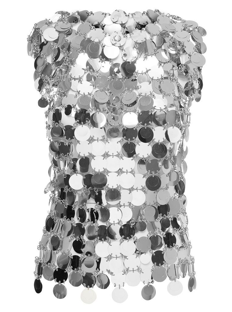 Sleeveless Silver Sequinned Top Paco Rabanne Woman