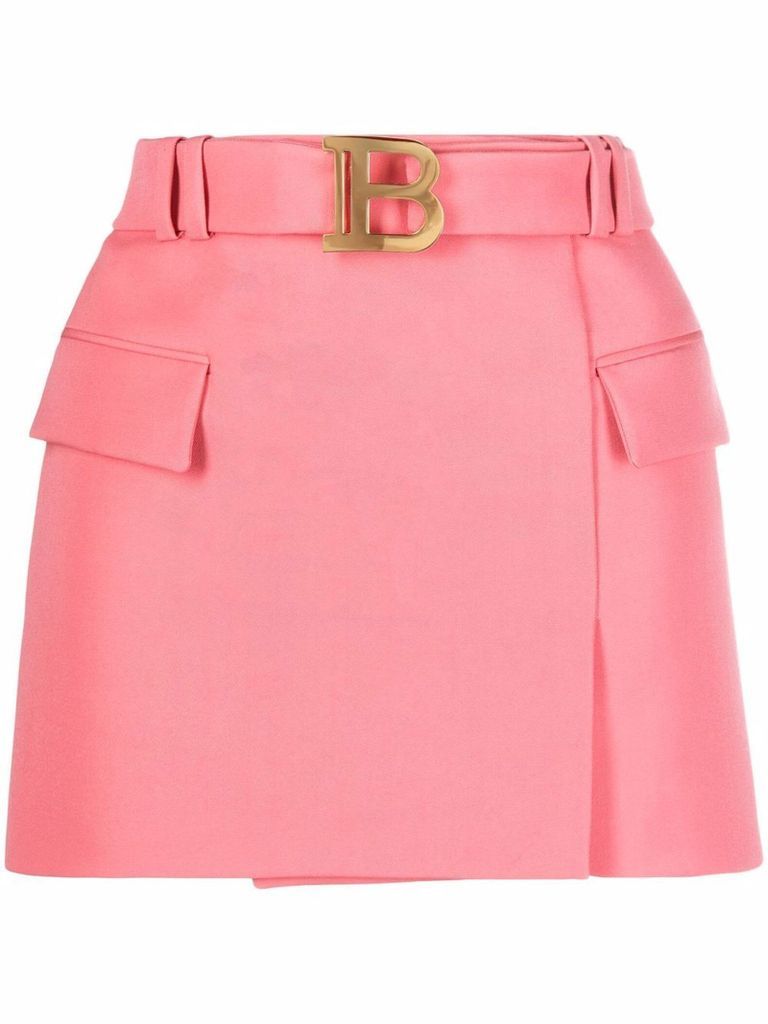 Balmain Short Pink Grain De Poudre Skirt