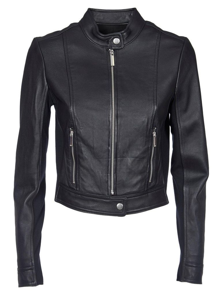 Cropped Leather Biker Jacket Michael Kors