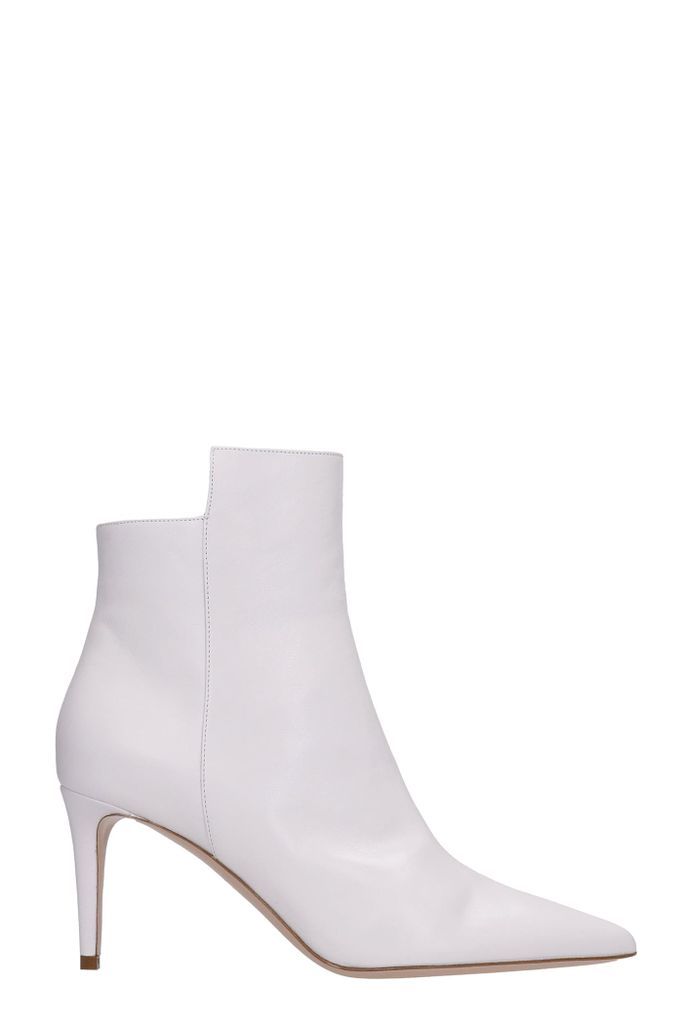 High Heels Ankle Boots In White Leather