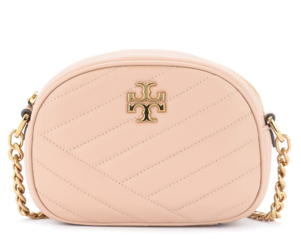 Kira Small Chevron Shoulder Bag In Sand Quilted Leather
