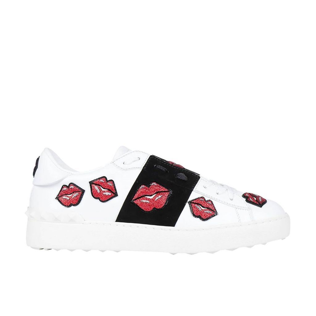 Lips Patch Leather Sneakers