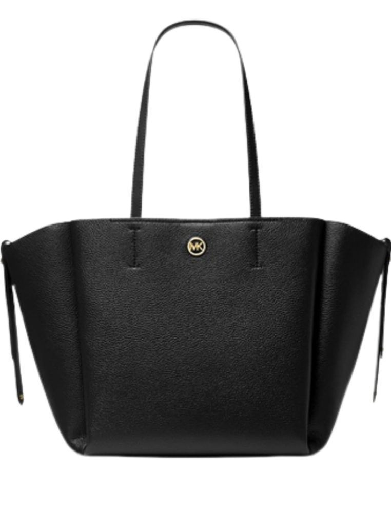 Michael Kors Womans Freya Tote Bag In Black Leather