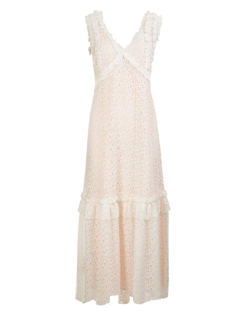 Panna White Embroidered Long Dress