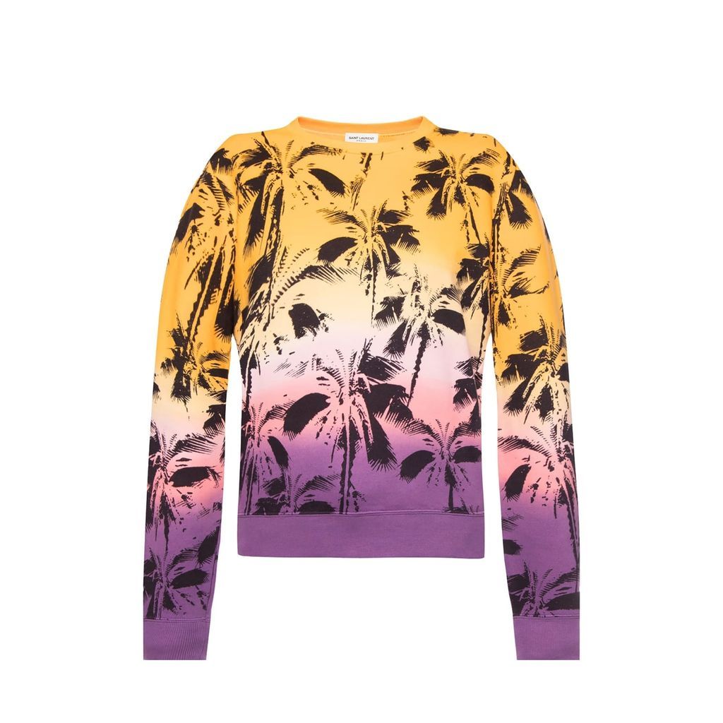 Palm Print Cotton Sweatshirt