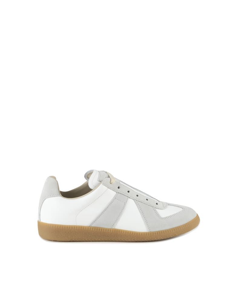 Replica Leather Sneakers With Contrasting Inserts