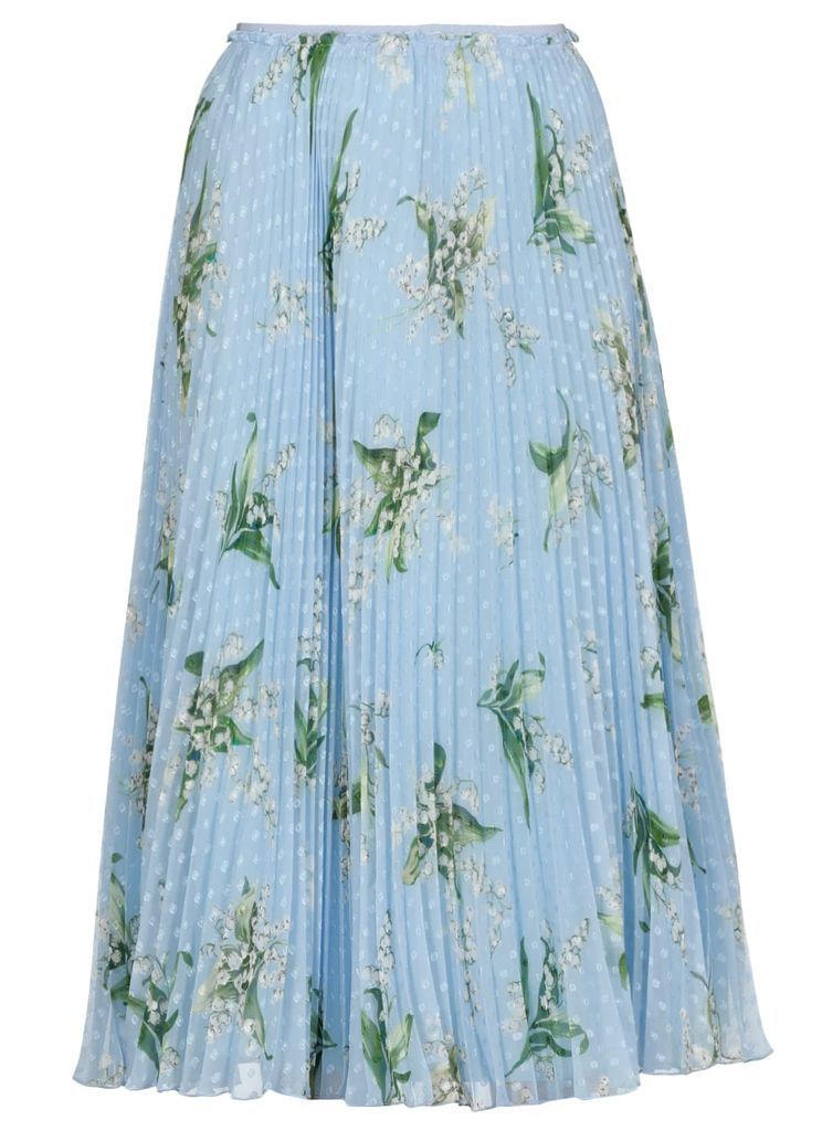 Pleated Full Skirt With May Lily Print
