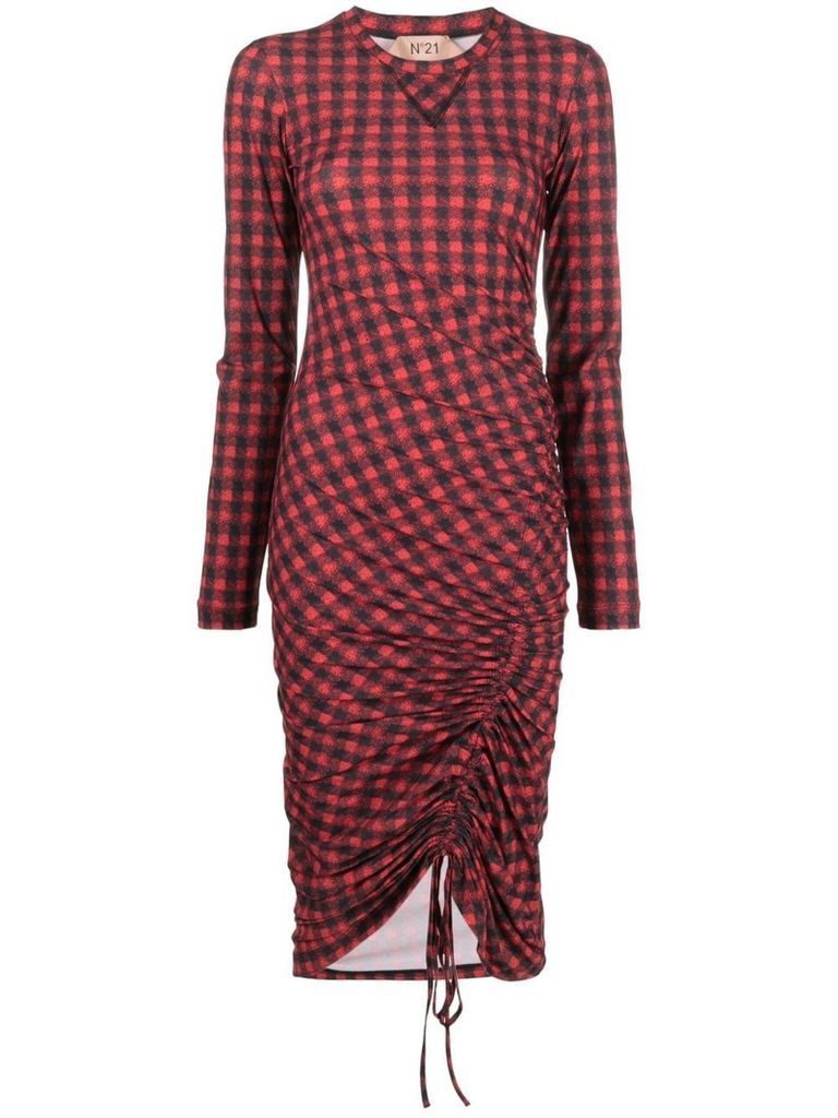 Red And Black Checked Cotton-jersey Dress