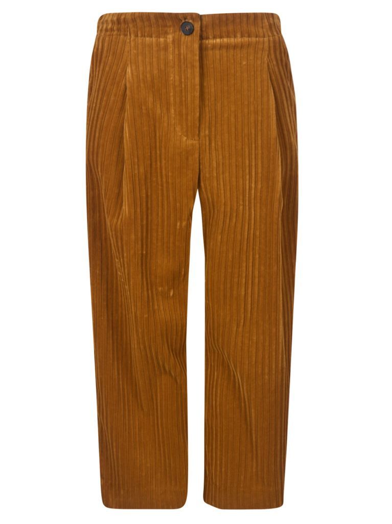 Wide Straight Leg Corduroy Cropped Trousers
