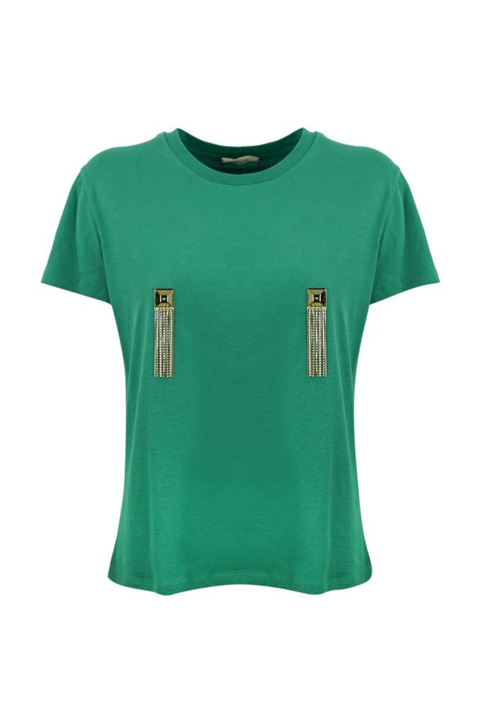 T-shirt With Hanging Chains And Golden Studs