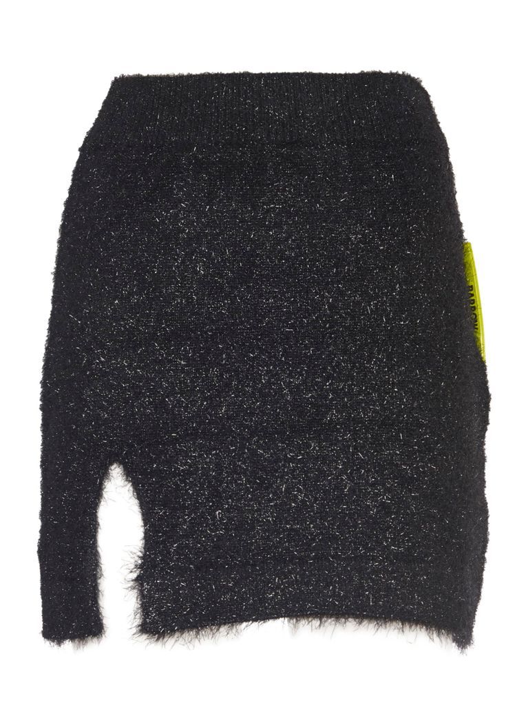 Black Lurex Knit Mini Skirt