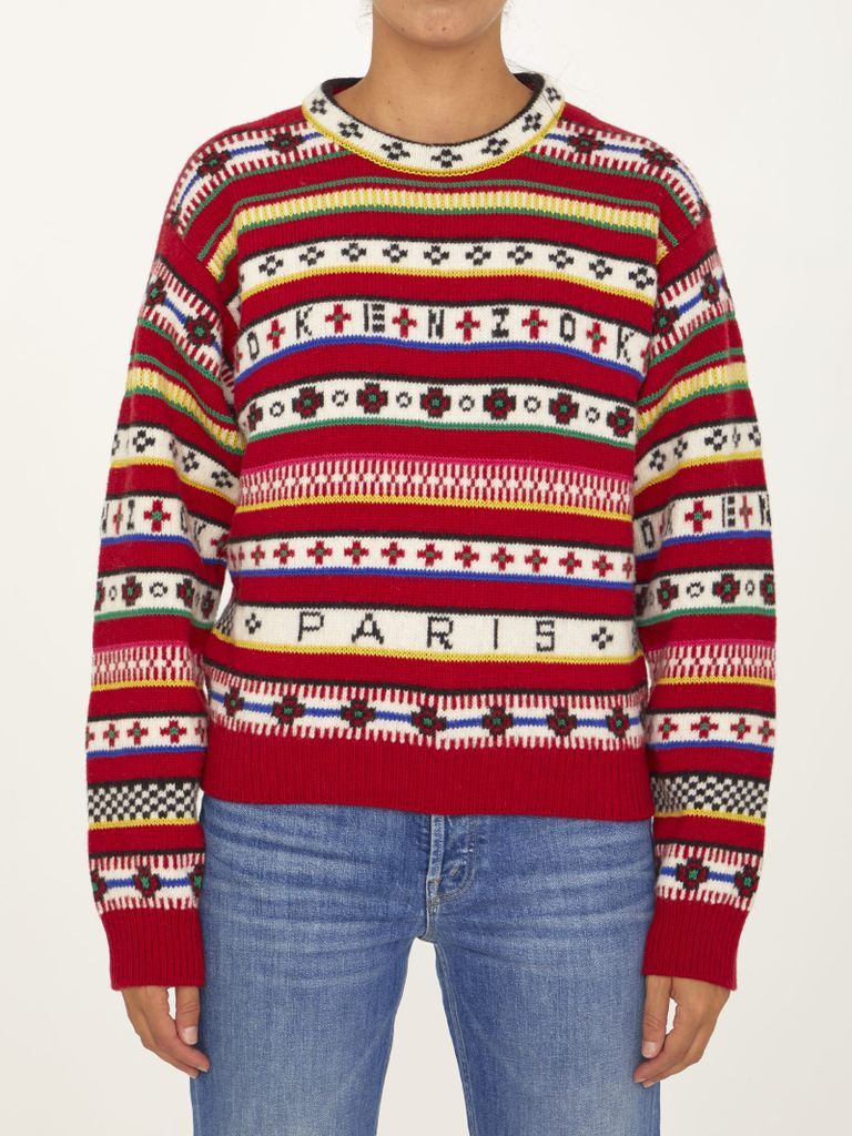Red Embroidered Jumper