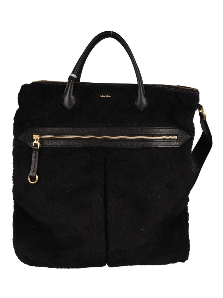 Fur Embellished Top Zip Crossbody Bag