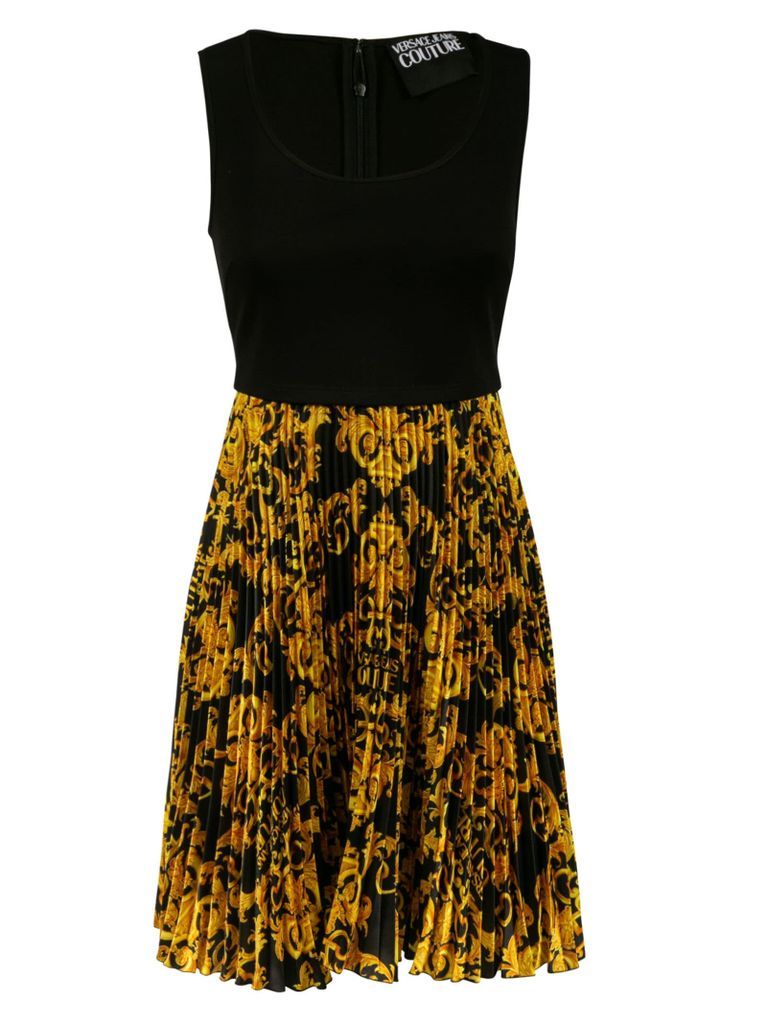Printed Pleated Skirt Sleeveless Dress