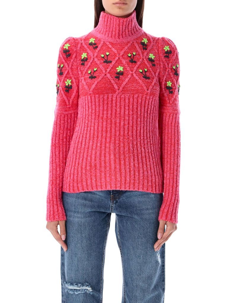 Turtleneck Oma Sweater With Hand Embroideries