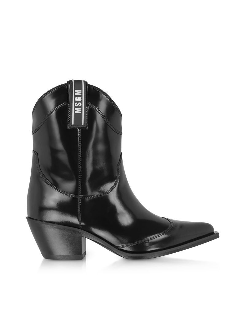 Black Patent Leather Camperos Boots
