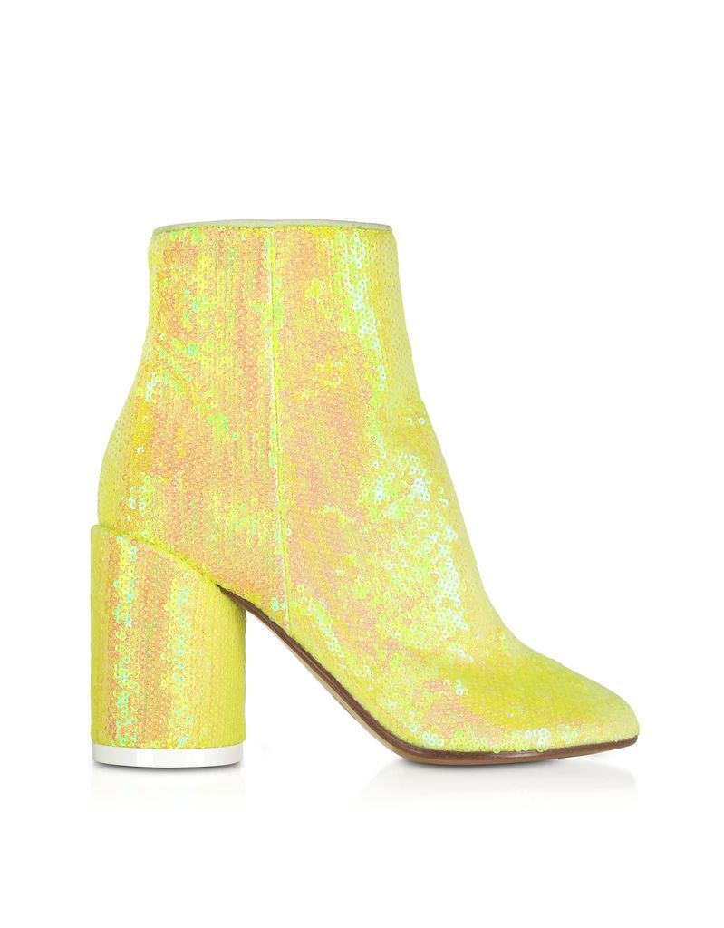 Blazing Yellow Sequins And Suede Boots