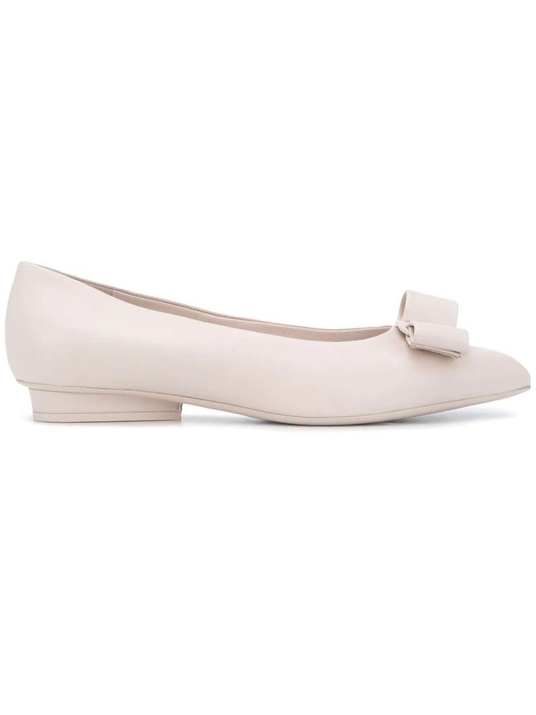Bone White Leather Viva Ballerina Shoes