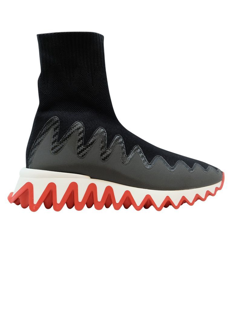 Christian Louboutinblack Leather Sharkisock Sneakers