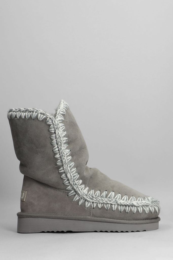 Eskimo 24 Low Heels Ankle Boots In Grey Suede
