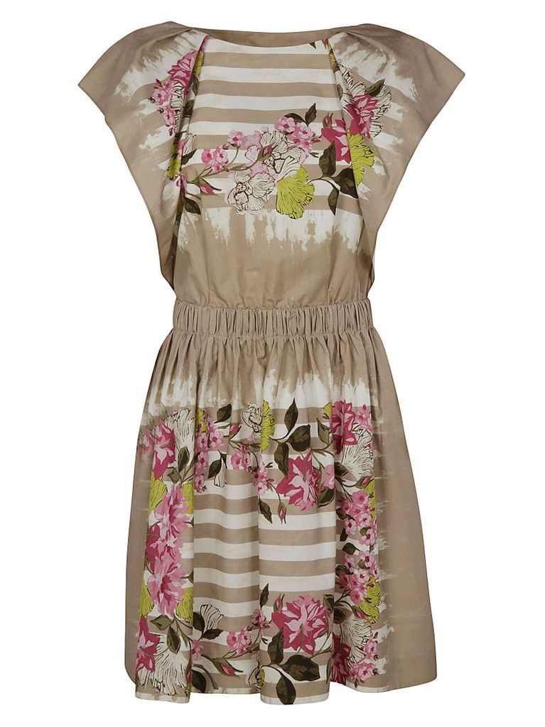 Floral Print Stripe Detail Dress