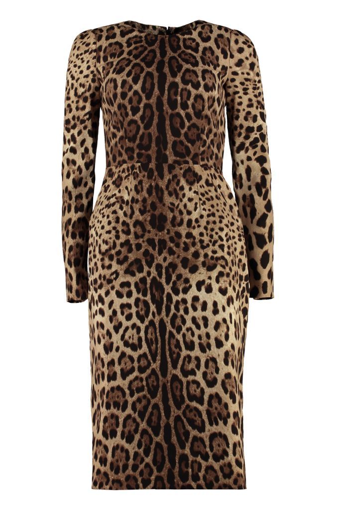 Leopard Print Silk Sheath-dress