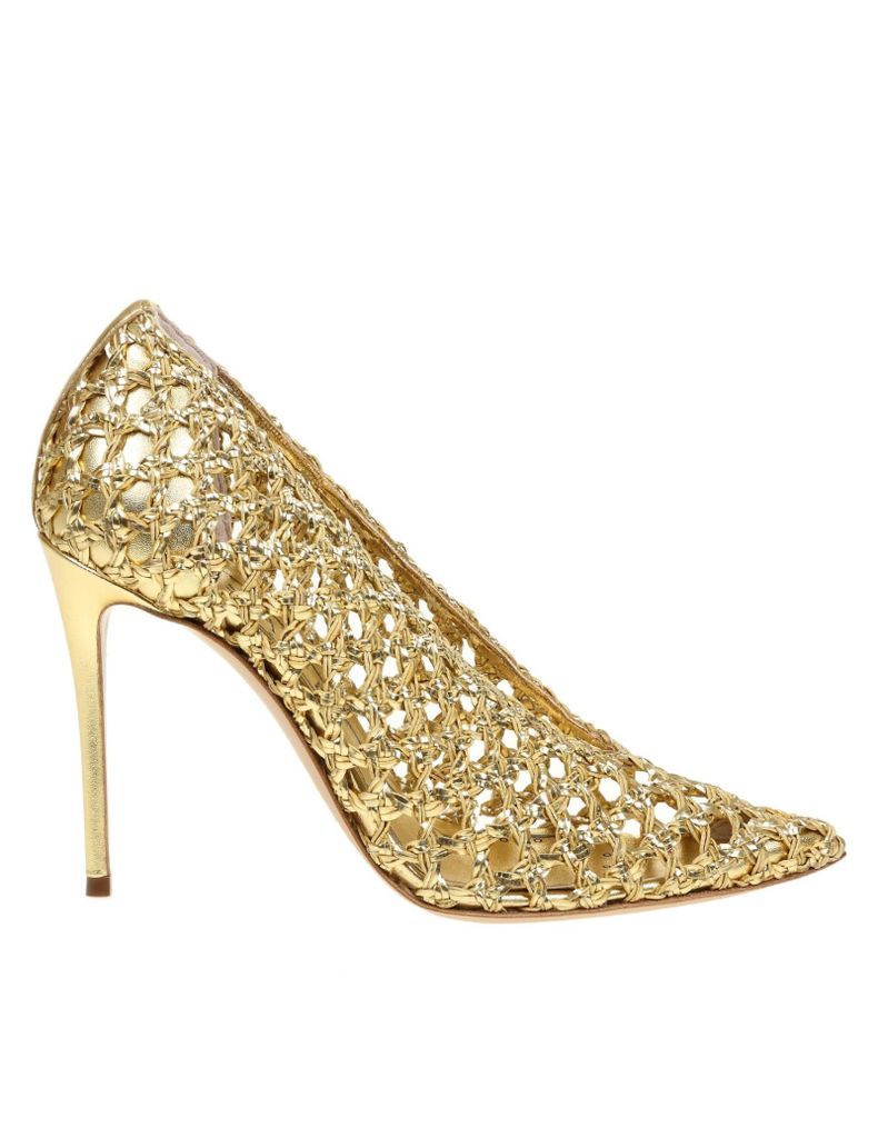 Pumps Versilia With Straw Color Gold