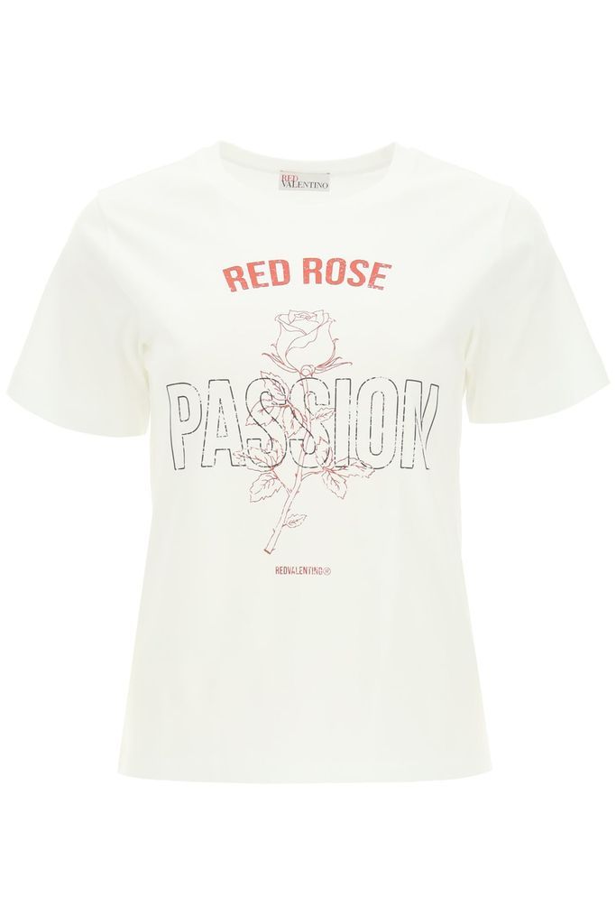 Red Rose Print T-shirt