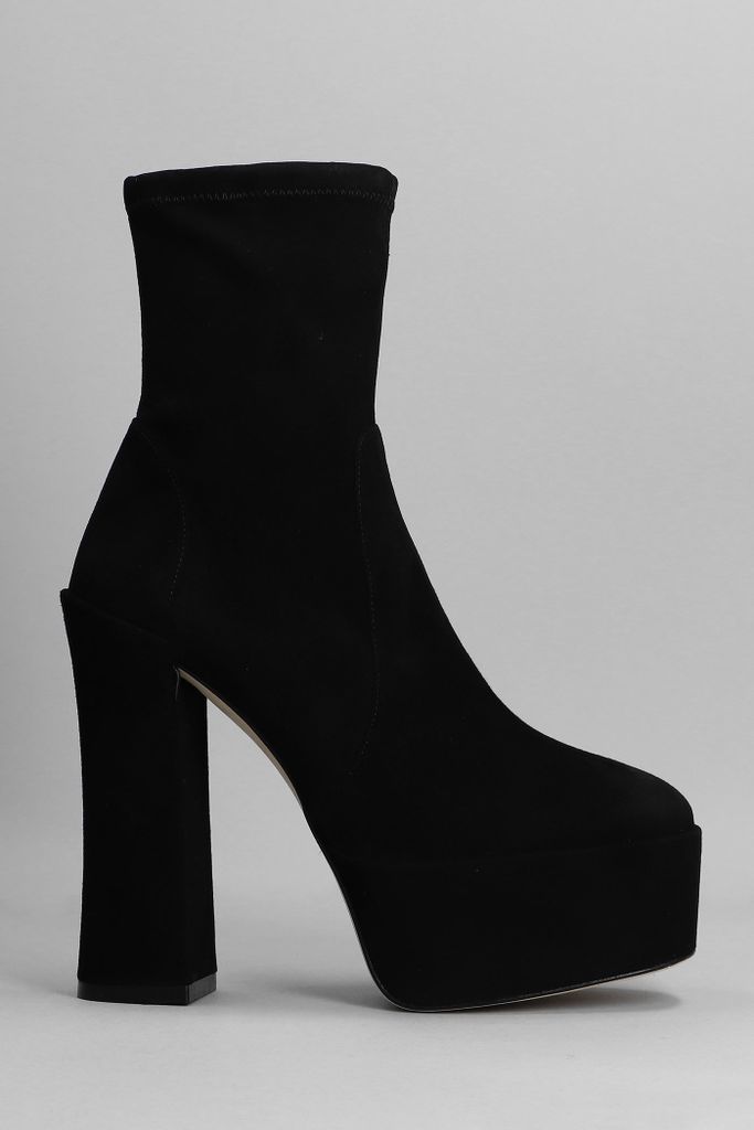Skyhi Pltrm High Heels Ankle Boots In Black Suede