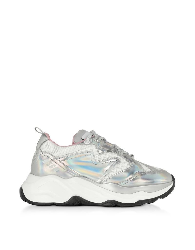 Silver & Pink Attack Sneakers