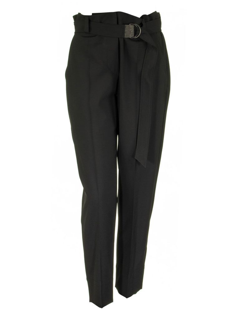 Tropical Luxury Wool Boy Fit Cigarette Trousers With Precious D-ring Belt