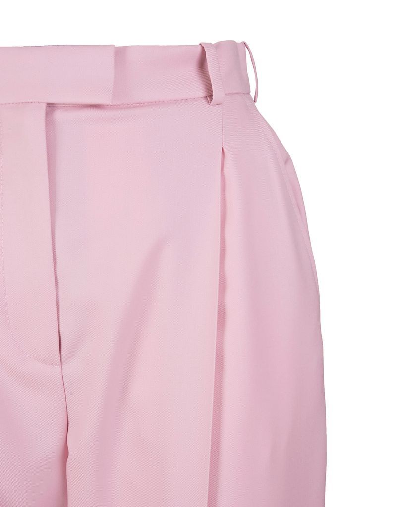 Woman Peg-leg Trousers In Pink Wool