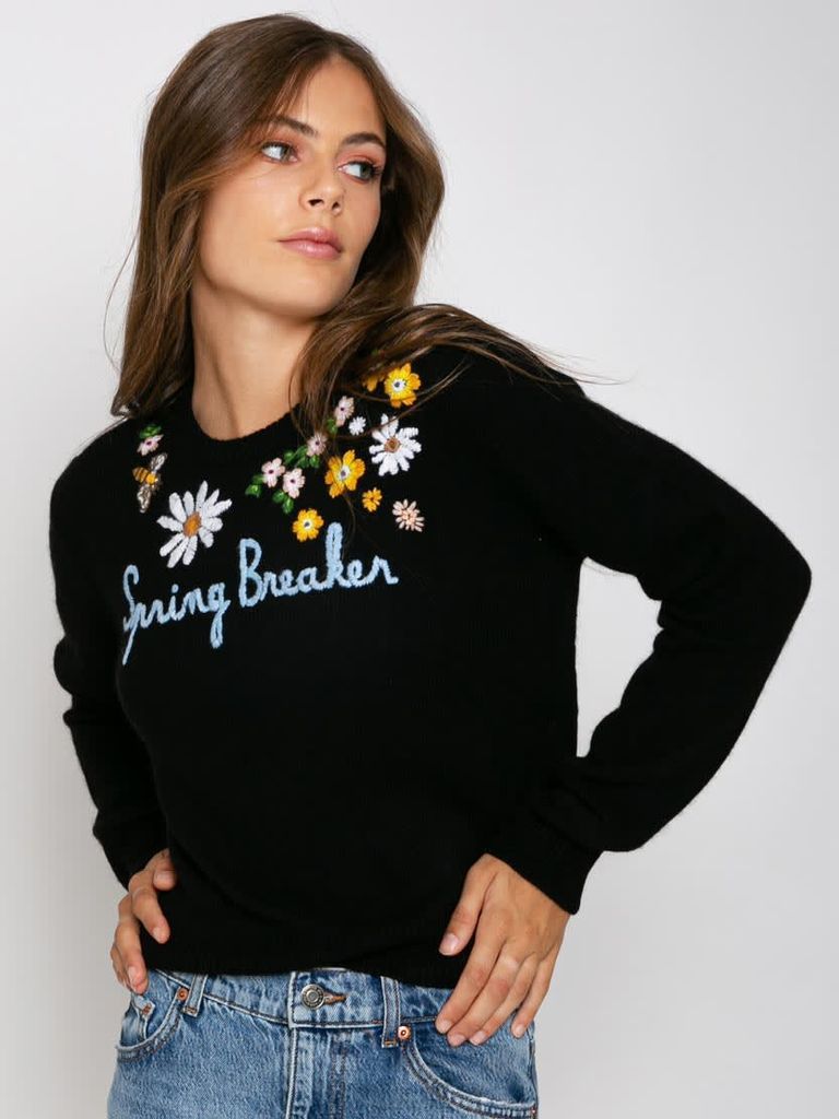 Woman Brushed Sweater With Spring Breaker Embroidery