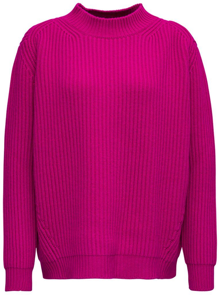 Pink Ribbed Wool And Cashmere Sweater
