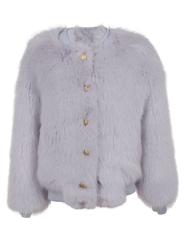 Faux Fur Buttoned Bomber Jacket