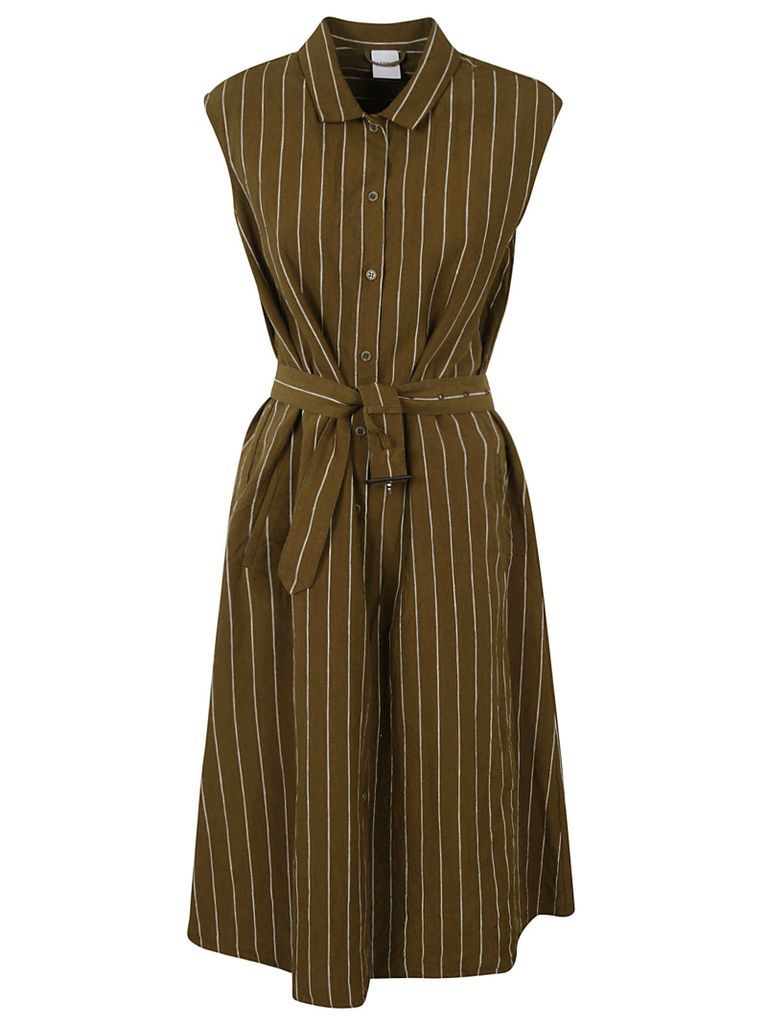 Tie-waist Stripe Detail Sleeveless Dress