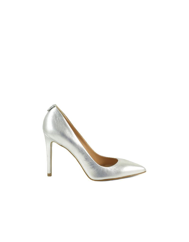 Silver Laminated Leather Pumps