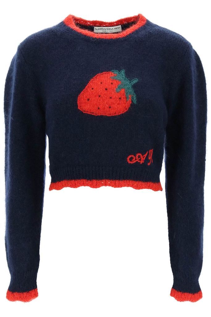 Jacquard Strawberry Mohair Blend Sweater