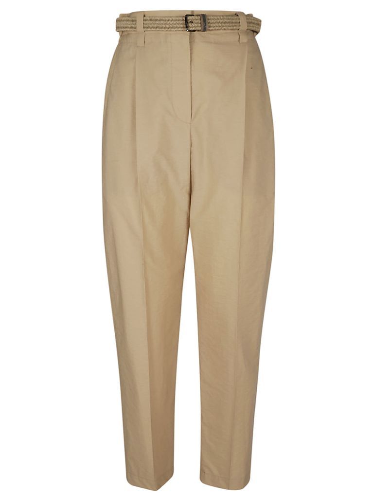 High Waist Belted Cropped Trousers