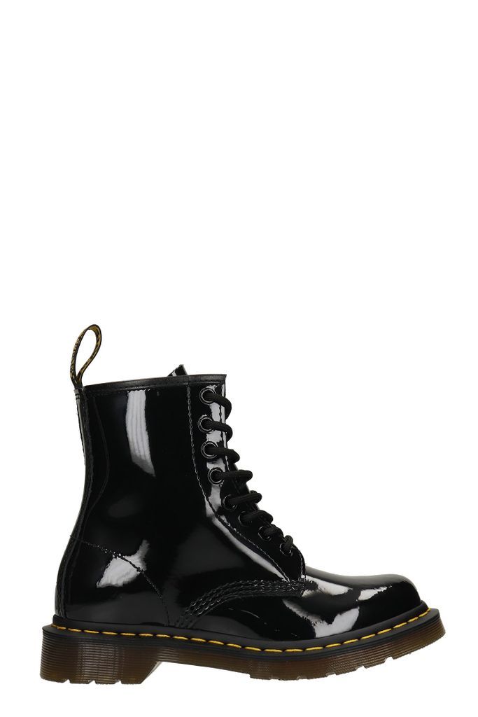 1460 Combat Boots In Black Patent Leather
