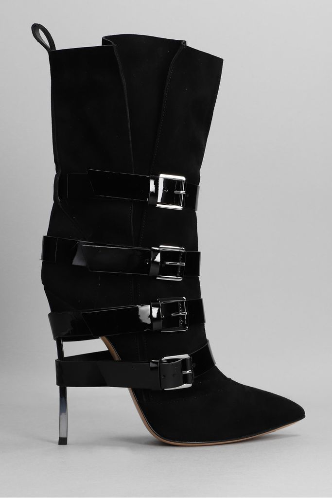 Blade Kinky High Heels Ankle Boots In Black Suede