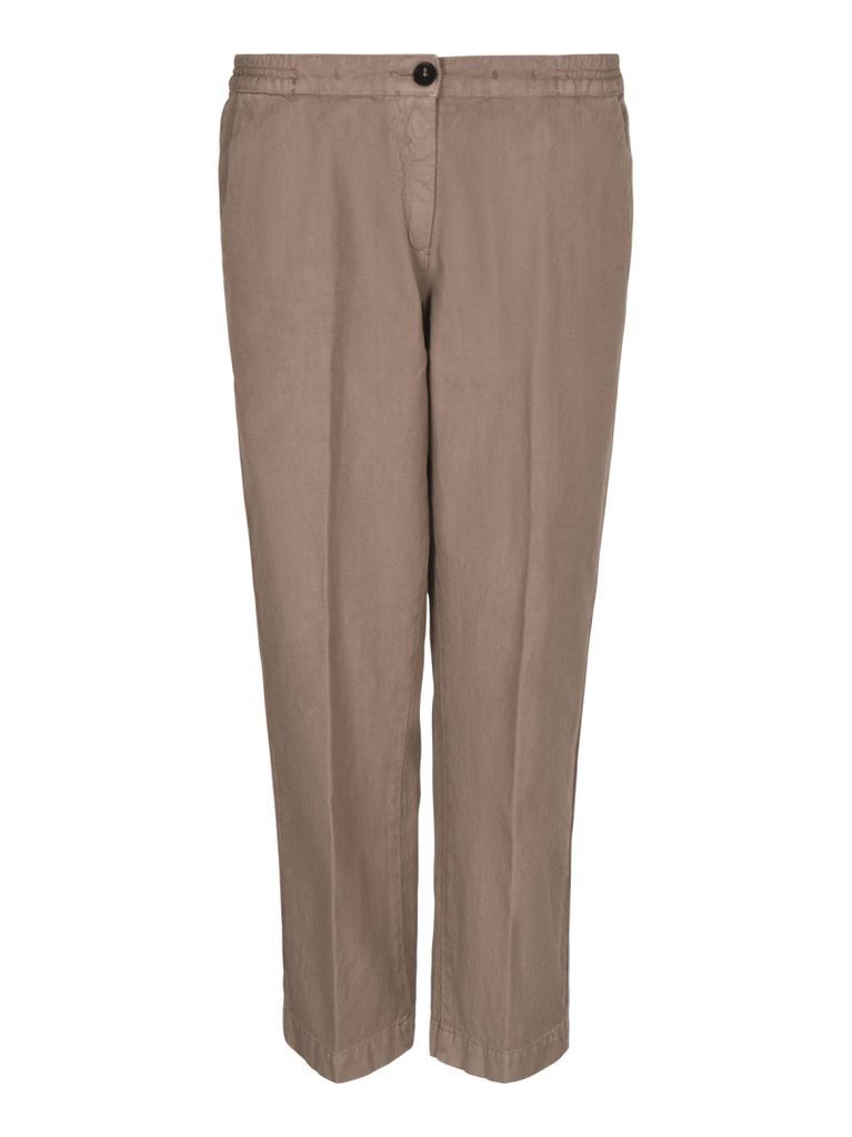 Buttoned Elastic Waist Trousers