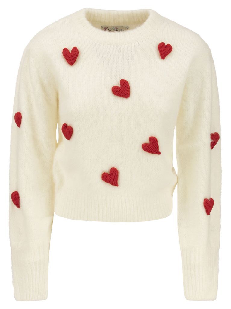 Brushed Knit Jumper With Hearts