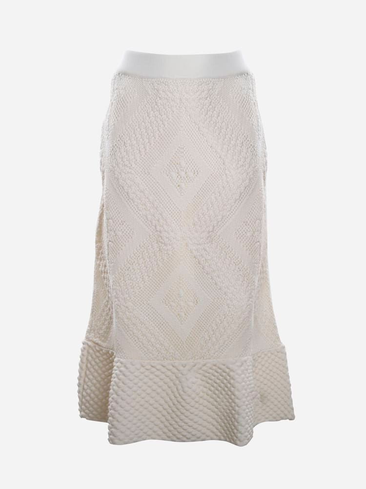 Cotton Skirt With Macramé Effect Geometric Pattern