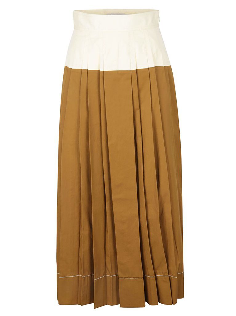 Cotton Poplin Pleated Skirt