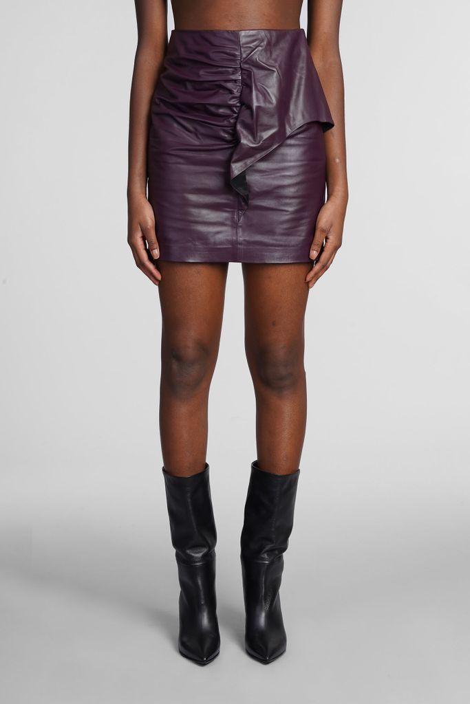 Hita Skirt In Bordeaux Leather