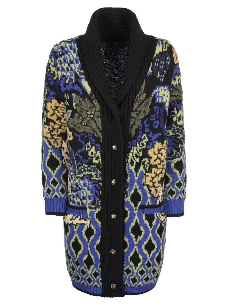 Long Cardigan With Floral Motifs