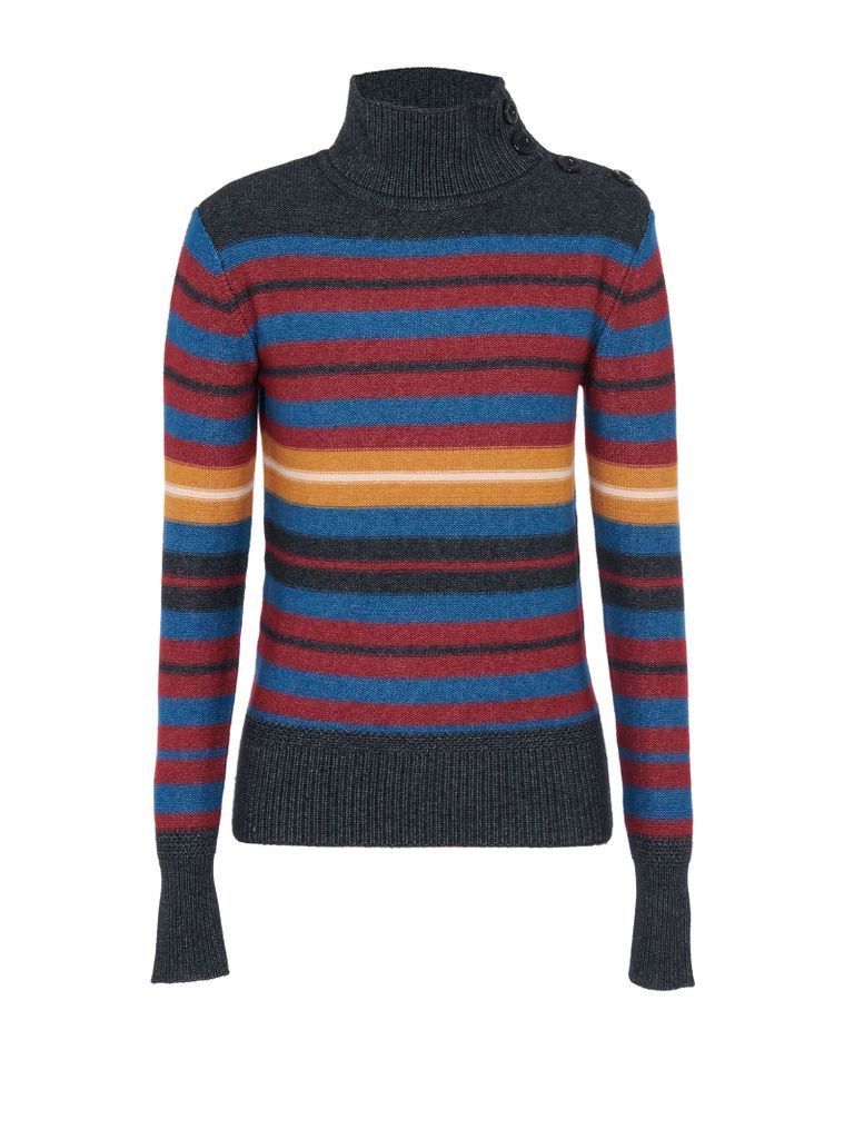 Multicolor Striped Turtle Neck Sweater